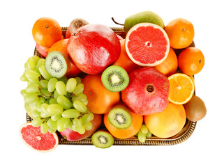 Assortment of fruits isolated on white