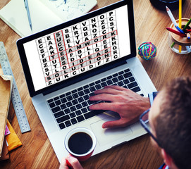 Success Crossword Puzzle Words Achievement Game Concept