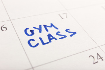 Written plan Gym Class on calendar page background