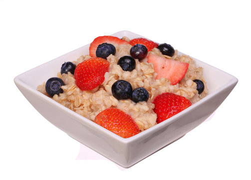 Oatmeal With Berries Isolated On White