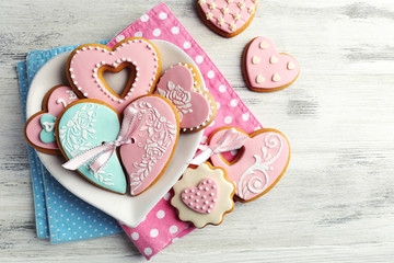 Heart shaped cookies for valentines day