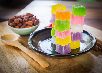 Almonds and colorful dessert for healthy