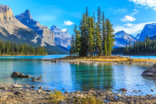 Spirit Island In Maligne Lake