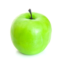 Green apple on white background