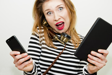 Very busy woman