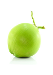 Green coconut Fruit isolated on white background.