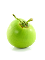 Green coconut Fruit isolated on white background.