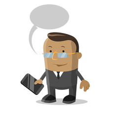 Cartoon businessman with mobile phone