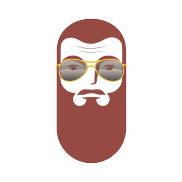 Simple contour the face with a beard wearing glasses