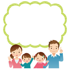 若い家族　4人　コピースペース