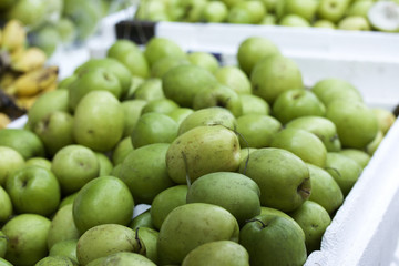 Green apples in the market
