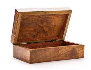 Open empty wooden square box