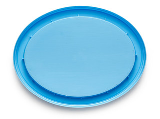Blue plastic cover on white background