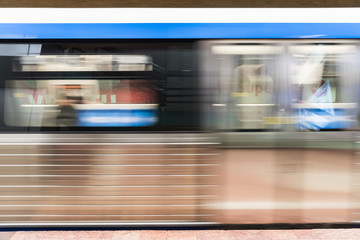 Moving Train In Subway Station