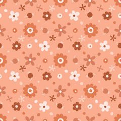 Seamless pattern with small flowers and berries.