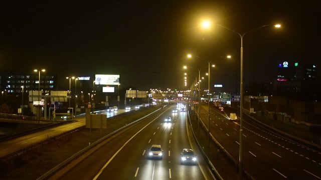 night highway cars - night city - lights
