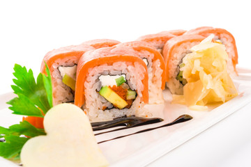 Sushi on a white plate