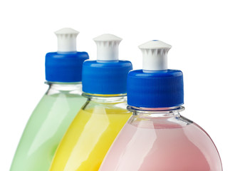 Top of color plastic bottles