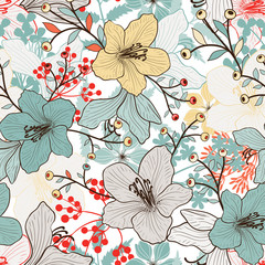 Fototapety  Seamless floral pattern