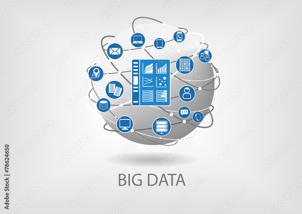 Aufkleber big data analytics dashboard vector illustration flat design