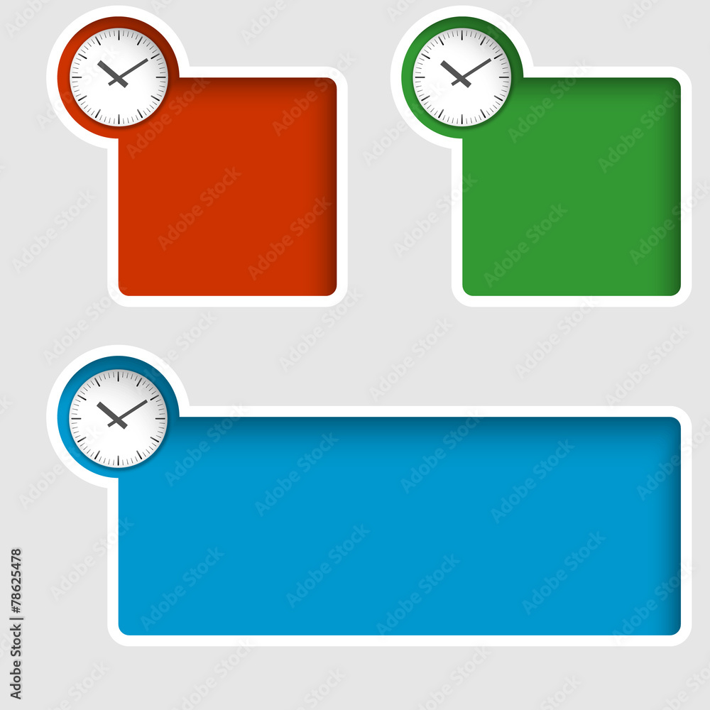 Wall mural set of three text boxes with watches