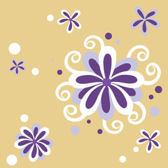 purple flowers on yellow background