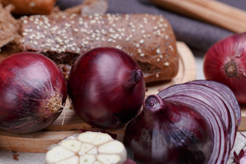 onion, bread and garlic