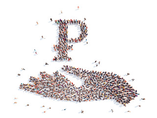 people in the form of a hand with money sign.