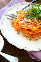 Delicious pancakes with pumpkin