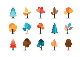 Vector Colored Tree Icons Set