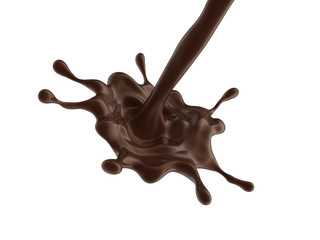 coffee or hot chocolate dynamic splash isolated on white