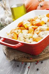 Chicken baked with pumpkin