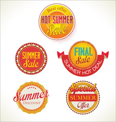 Set of vector summer sales labels