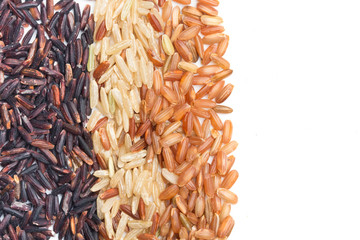 Three variety kinds of brown rice