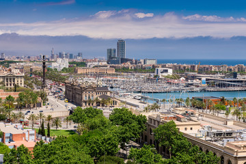 Vue aérienne du port de Barcelone, Espagne