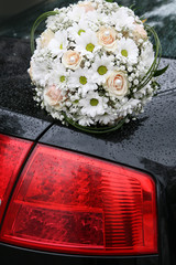 Bouquet on a car