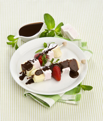 Sweet Fruit Skewers with marshmallow