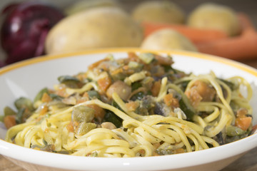 tagliolini at the vegetable ragout