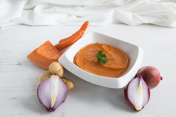 Mashed potatoes with onions carrots and pumpkin