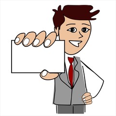 Mann Man Dozent Businessman Card Blank Cartoon Visitenkarte