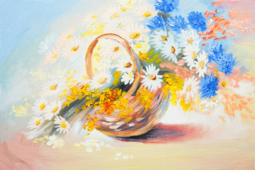 oil painting - abstract bouquet of spring flowers