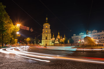 Fototapeta na wymiar Saint Michael Monastery in Kiev at night