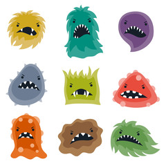 Set of little angry viruses and monsters.