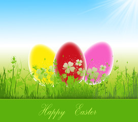 Fototapeta na wymiar Easter sunny sky illustration