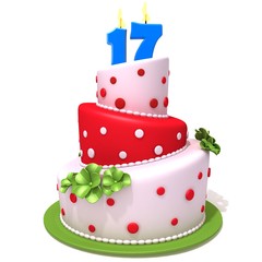 Birthday cake with number seventeen