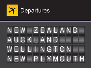 New Zealand flip alphabet airport departures