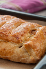 Strudel cakes on baking pan