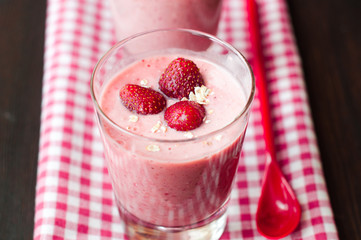 fresh homemade smoothie with strawberry and banana