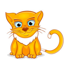 Sitting ginger cat cartoon character vector illustration