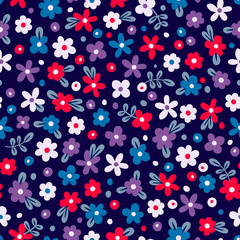 Seamless pattern with cute flowers.